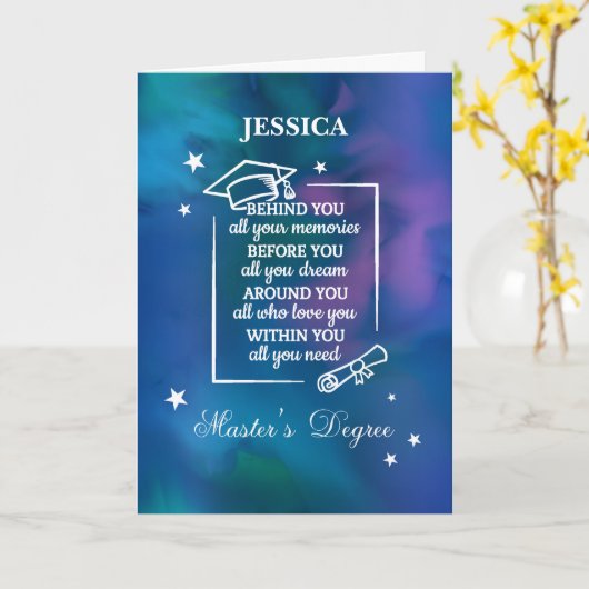 Afscheidscitaat bij afstuderen aan de masteropleid kaart (Gele Bloem)
