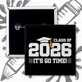 Afscheidscitaat klas van 2026 Het is zover Grappig Vierkante Button 5,1 Cm