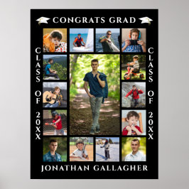 Afscheidscollage 15 Foto's Gefeliciteerd Afgestude Poster