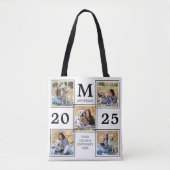Afscheidscollage met monogram als aandenken tote bag (Voorkant)