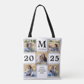 Afscheidscollage met monogram als aandenken tote bag (Achterkant)
