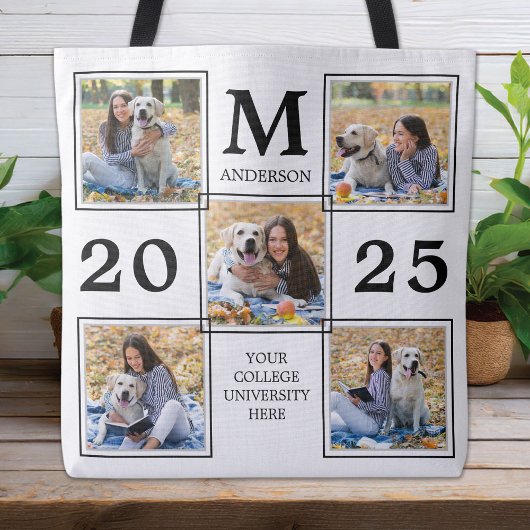 Afscheidscollage met monogram als aandenken tote bag