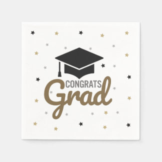 Afscheidservetten Congrats Grad 2026 Zwart Goud Zi Servet