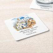 Afscheidsfeest Kleurrijk Grieks Dorp Oceaan Kartonnen Onderzetters (Schuin)