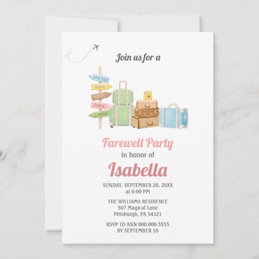 Afscheidsfeest reizen gaat weg kaart (Voorkant)