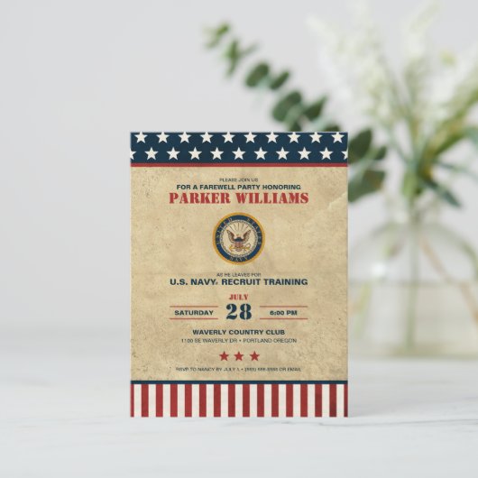 Afscheidsfeest van de Amerikaanse marine - Recruit Briefkaart (Staand voorkant)