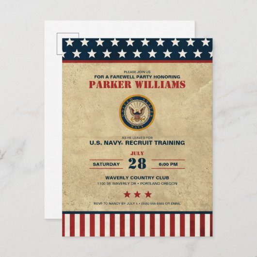 Afscheidsfeest van de Amerikaanse marine - Recruit Briefkaart (Voorkant / Achterkant)