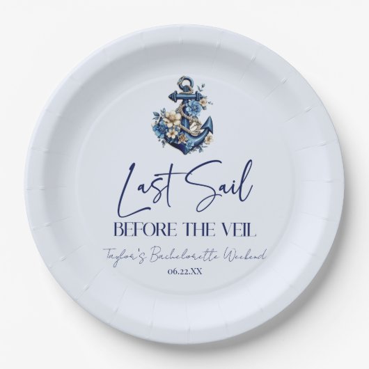 Afscheidsfeest Voor De Bruid Met Jachten Bachelore Papieren Bordje (Voorkant)