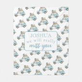 Afscheidsfeest We zullen je auto achtergrond misse Fleece Deken (Voorkant)