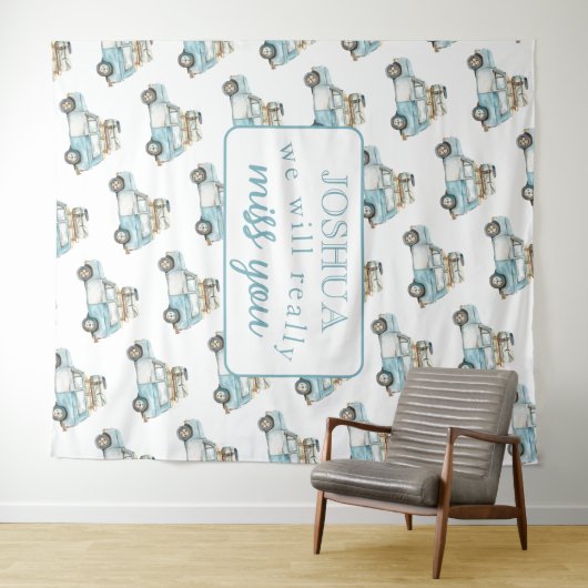 Afscheidsfeest We zullen je auto achtergrond misse Wandkleed (In Situ (horizontaal))