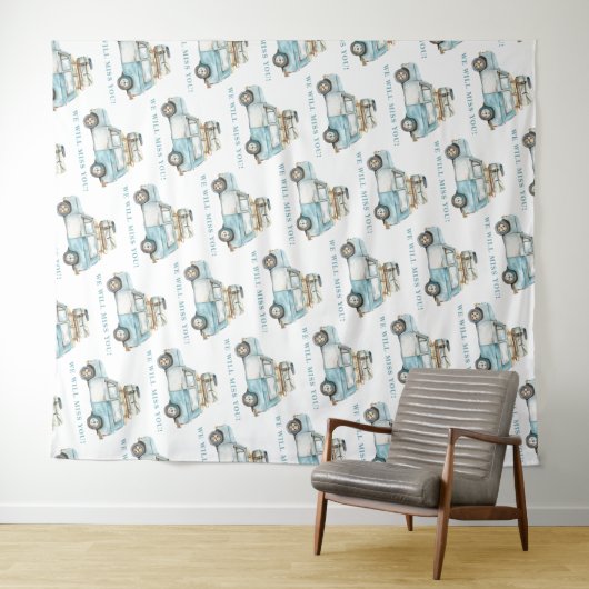 Afscheidsfeest We zullen je auto achtergrond misse Wandkleed (In Situ (horizontaal))