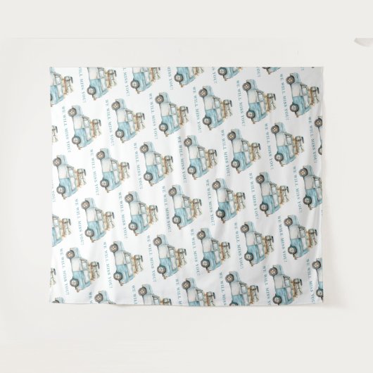 Afscheidsfeest We zullen je auto achtergrond misse Wandkleed (Voorkant (horizontaal))