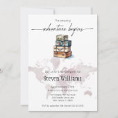 Afscheidsfeest wereldreis het avontuur begint kaart (Voorkant)