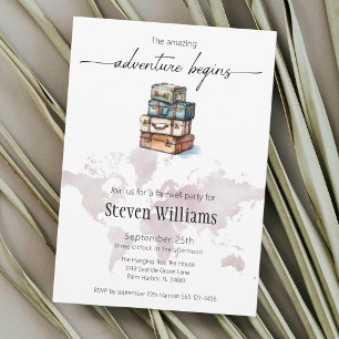 Afscheidsfeest wereldreis het avontuur begint kaart