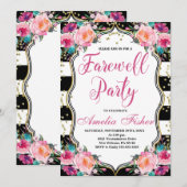 Afscheidsfeest, zwart-wit afscheidsfeest kaart (Voorkant / Achterkant)