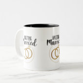 Afscheidsfeestje voor de bruid, ik ga trouwen  tweekleurige koffiemok (Voorkant links)