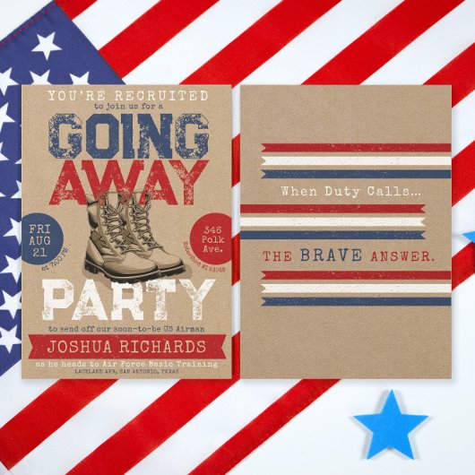 Afscheidsfeestje voor stevige militaire laarzen kaart