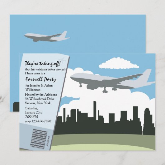 Afscheidsfeestuitnodiging afnemen kaart (Voorkant / Achterkant)