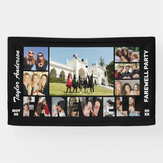 Afscheidsfoto Collage Pensioenfeestje Welkom Spandoek (Horizontaal)