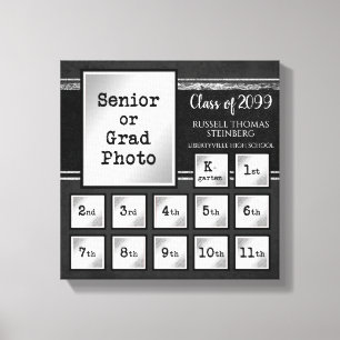 Afscheidsfoto's K-12 Zwart & Zilver Herinneringsso Canvas Afdruk