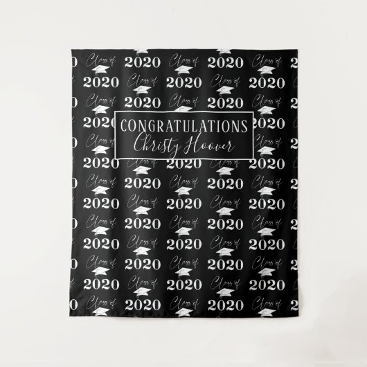 Afscheidsgeschenk CLASS OF 2020 Script Foto Requis Wandkleed (Voorkant)