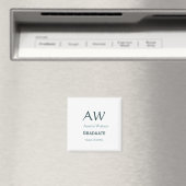 Afscheidsgeschenk monogram blauw grijs naam 20XX c Magneet (Insitu (Vaatwasser))