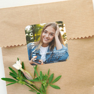 Afscheidsgeschenk voor afgestudeerden in moderne m vierkante sticker