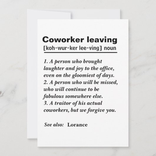 Afscheidsgeschenk voor uw vertrekkende collega bedankkaart (Voorkant)