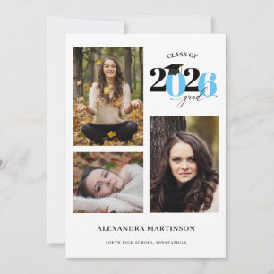 Afscheidsgroep 3 foto's collage lichtblauw klas 20 kaart