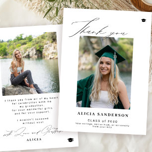 Afscheidsgroet 2 foto elegante script afstuderen bedankkaart