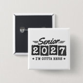 Afscheidsgroet Afstudeerklas 2027 Vierkante Button 5,1 Cm (Voorkant /achterkant)