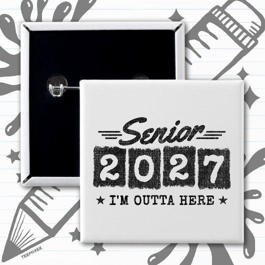 Afscheidsgroet Afstudeerklas 2027 Vierkante Button 5,1 Cm