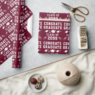 Afscheidsgroet Klas Jaar Bordeaux Roodbruin Cadeaupapier