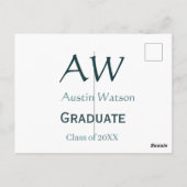 Afscheidsgroet monogram blauwgrijs naam 20XX c Briefkaart (Achterkant)
