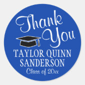 Afscheidsgroet Script Koningsblauw en Wit Ronde Sticker (Voorkant)