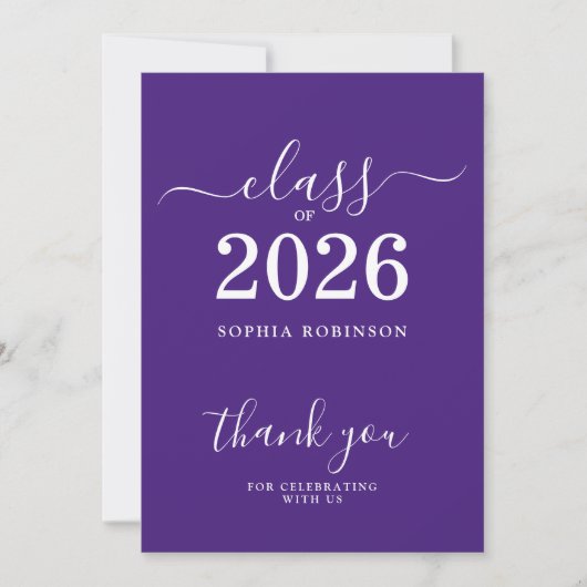 Afscheidskaart klas 2026 paars bedankkaart (Voorkant)