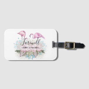 Afscheidskaarten voor flamingo's Vaarwel Geschenke Bagagelabel