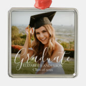 Afscheidsklas 2026 Script Aangepaste Foto Metalen Ornament (Voorkant)