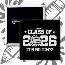 Afscheidsklas 2026 Volleybal Afstuderen Het Is Tij Vierkante Button 5,1 Cm