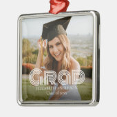 Afscheidsklas van 2026 Script Aangepaste Foto Metalen Ornament (Links)