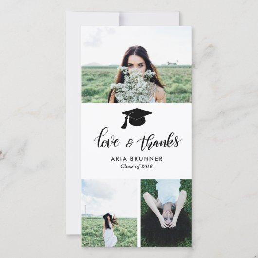 Afscheidsliefde & Dank Drie Foto Modern Aankondiging (Voorkant)