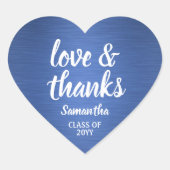 Afscheidsliefde & Dank Geborsteld Blauw & Wit Hart Sticker (Voorkant)