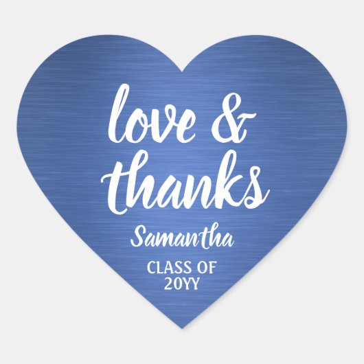 Afscheidsliefde & Dank Geborsteld Blauw & Wit Hart Sticker (Voorkant)