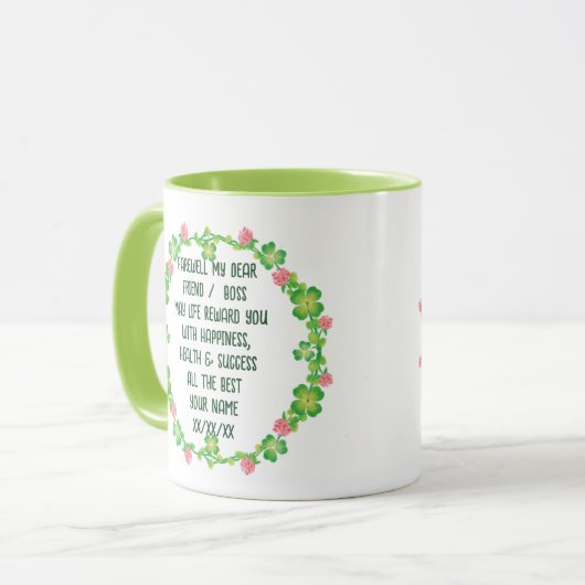 Afscheidsmok met eigen tekst gedicht bericht mok (Voorkant links)