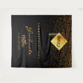Afscheidspartij 2023 zwart goud confetti afgestude wandkleed (Voorkant (horizontaal))