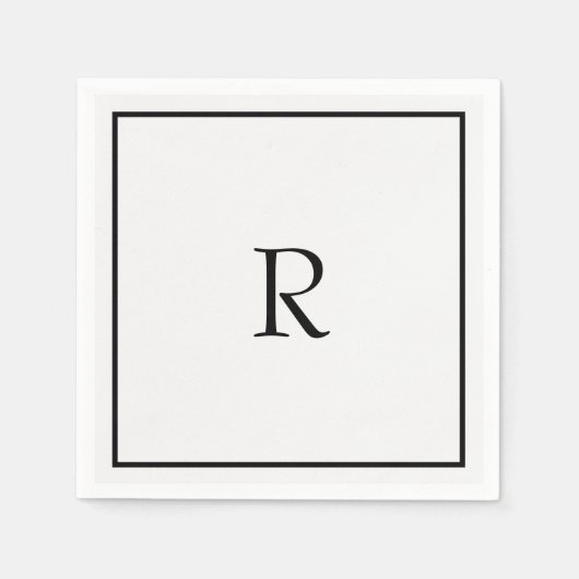 Afscheidspartij 2026 Zwart Wit Monogram Initiaal Servet (Voorkant)