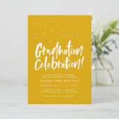 Afscheidspartij drie foto goud geel confetti kaart (Staand voorkant)