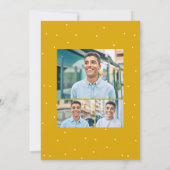 Afscheidspartij drie foto goud geel confetti kaart (Achterkant)