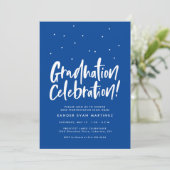 Afscheidspartij drie foto leuk blauw confetti kaart (Staand voorkant)