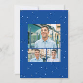 Afscheidspartij drie foto leuk blauw confetti kaart (Achterkant)